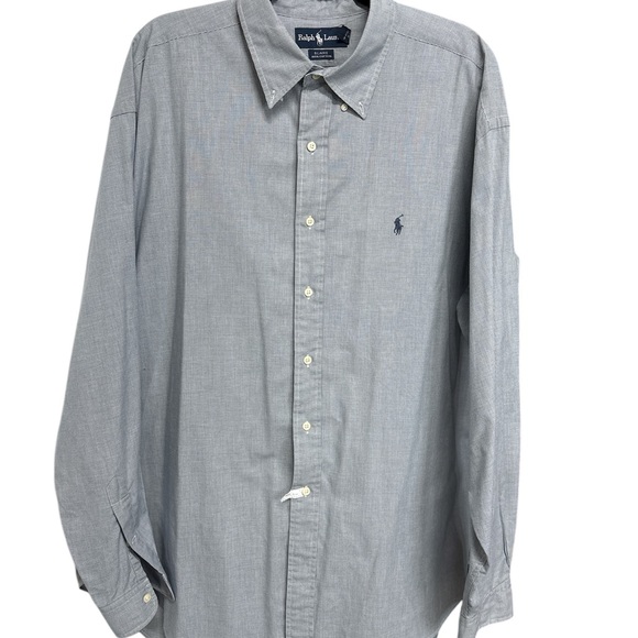 Ralph Lauren Blaire Button Down Shirt 2XL Navy Check Missing Collar Button - Picture 2 of 5